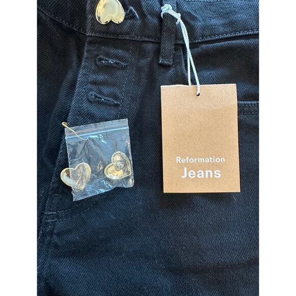 Reformation Cynthia Gold Button High Rise Straight Jeans Size 24 NWT - Picture 7 of 14
